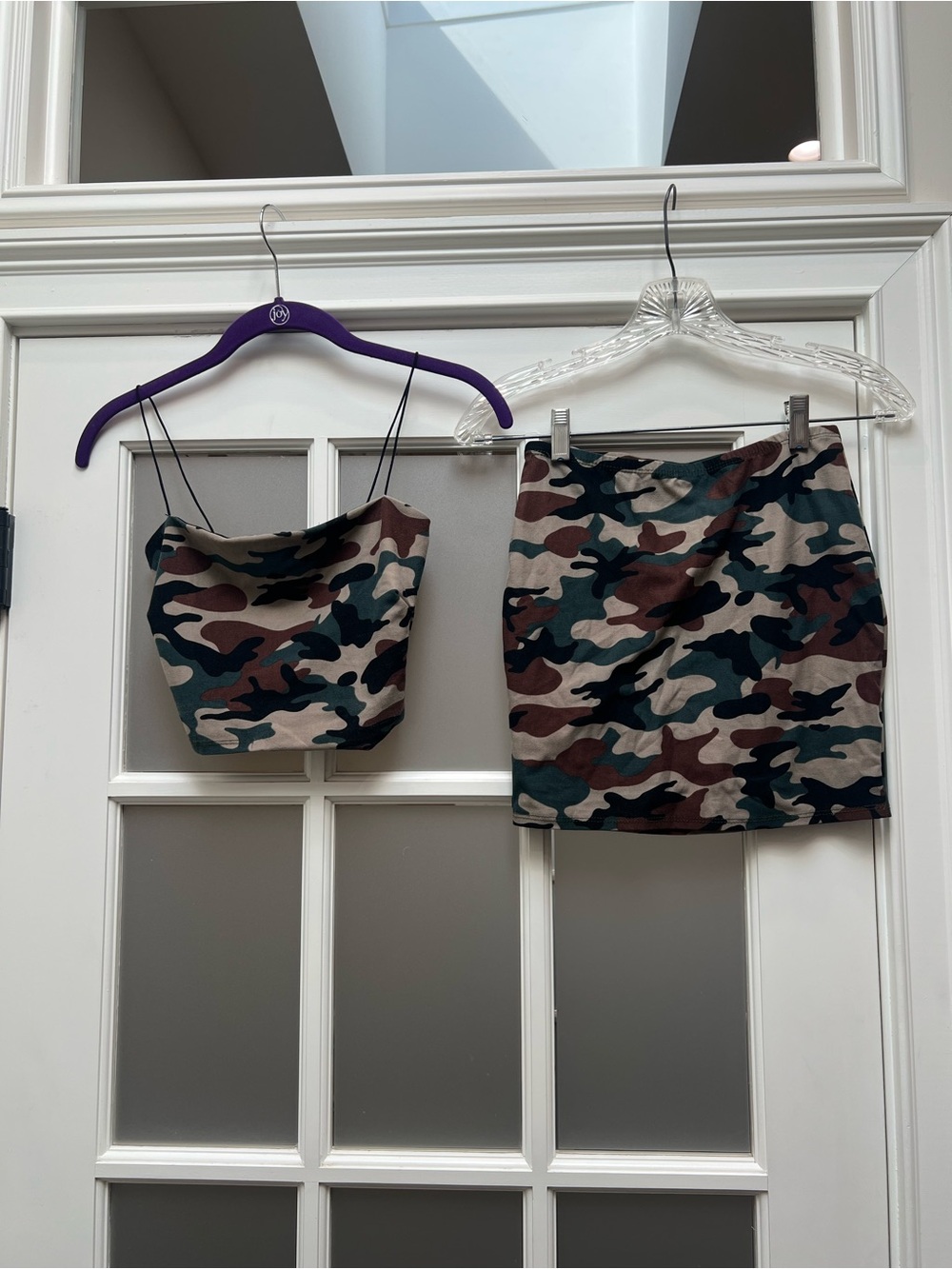 Fashion Nova Camo Mini Skirt Set - Green/Brown/Black